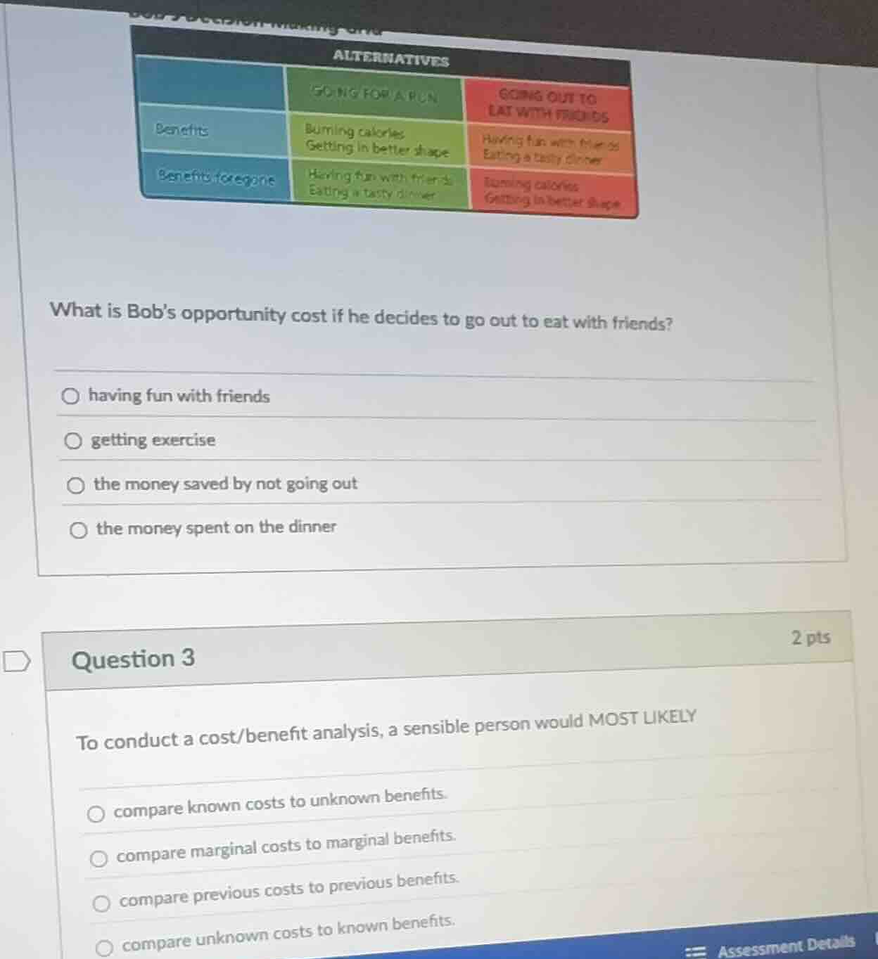 alternatives going for a run\tgoing out to eat with friends benefits\tb…