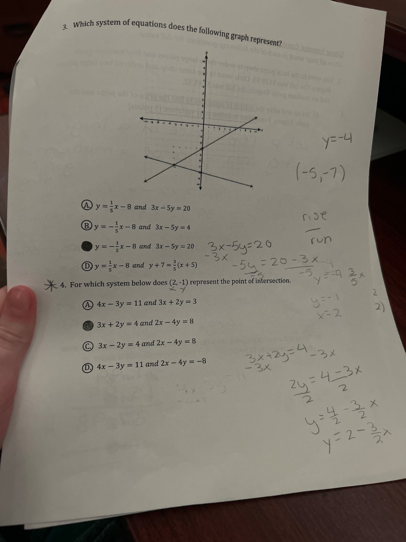 3. which system of equations does the following graph represent? a) $y …