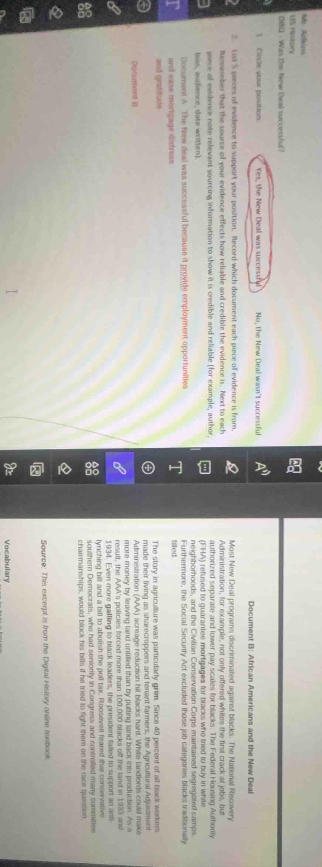 1. state your position: yes, the new deal was successful no, the new de…