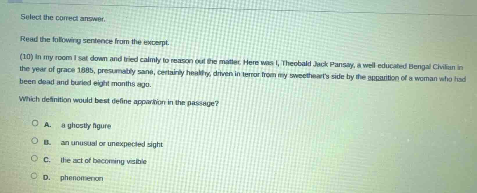 select the correct answer. read the following sentence from the excerpt…