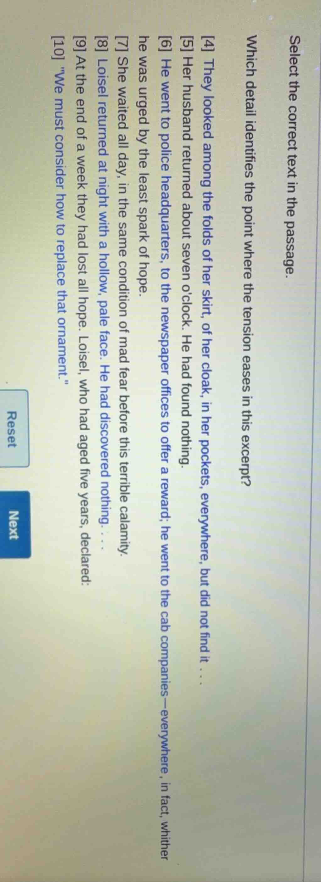 select the correct text in the passage. which detail identifies the poi…