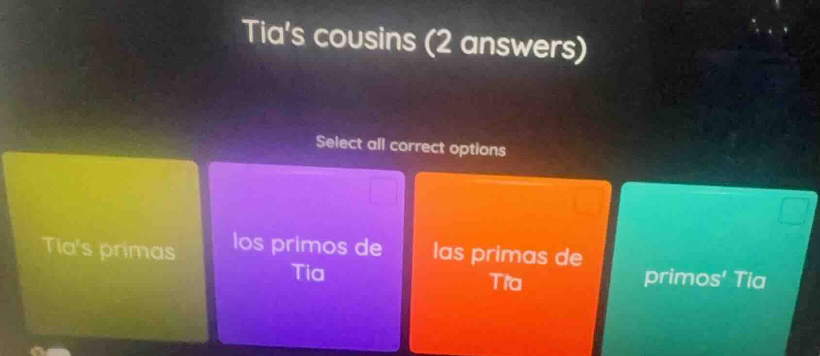 tias cousins (2 answers) select all correct options tias primas los pri…