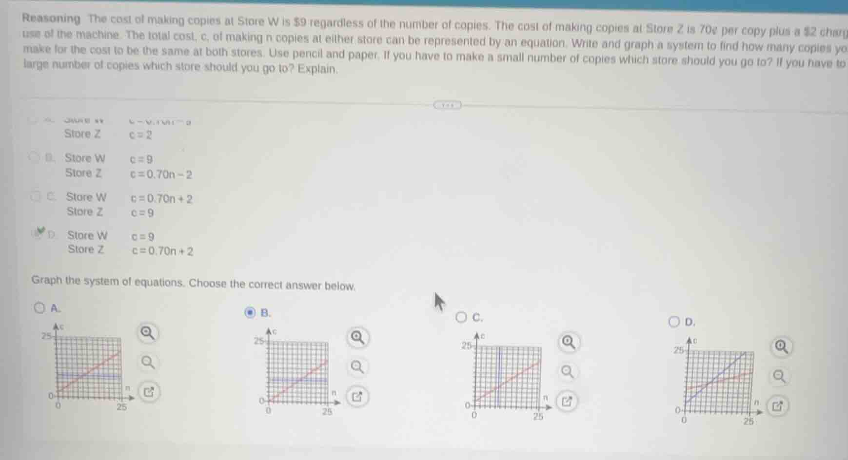 reasoning the cost of making copies at store w is $9 regardless of the …