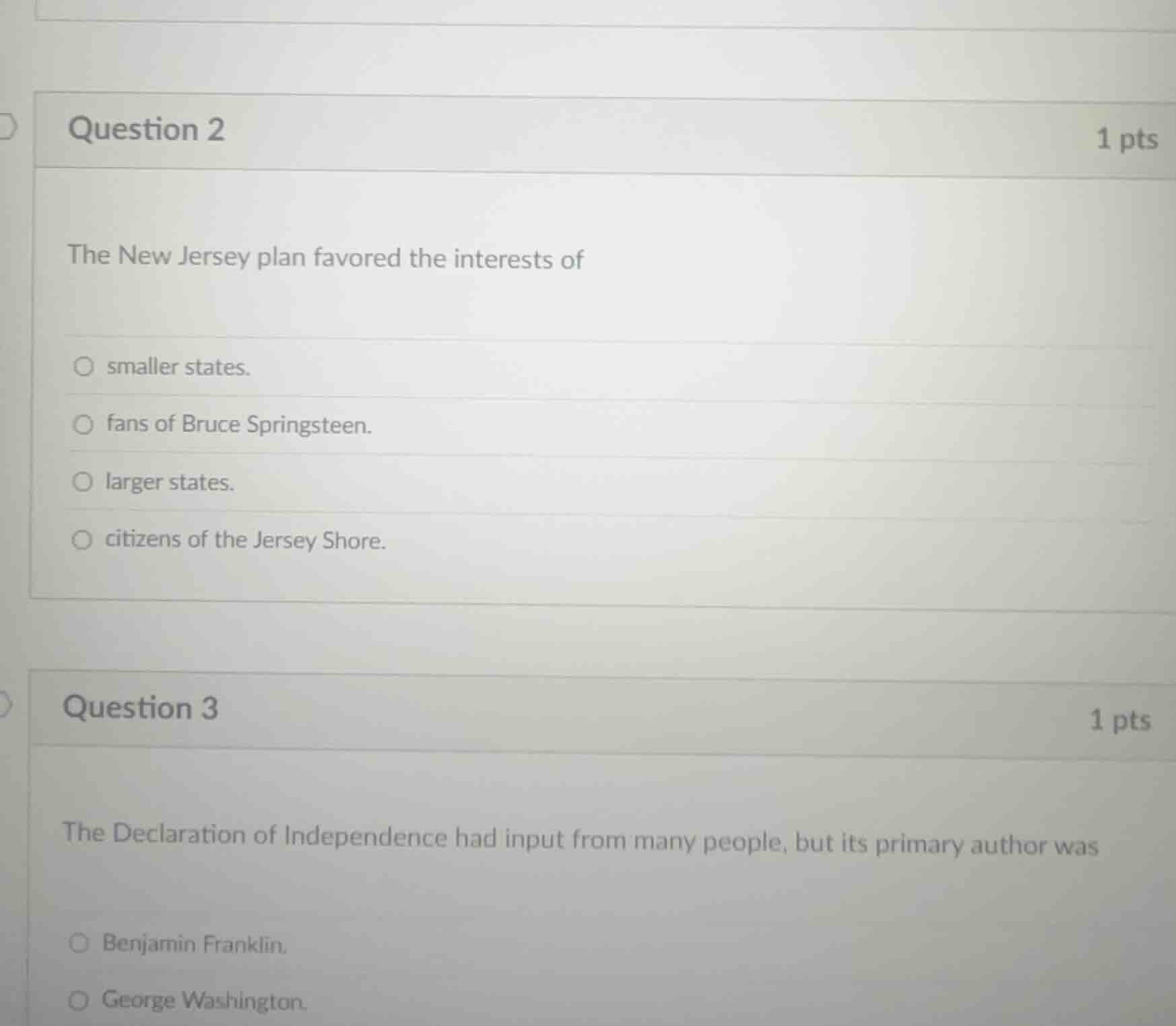 question 2 1 pts the new jersey plan favored the interests of smaller s…
