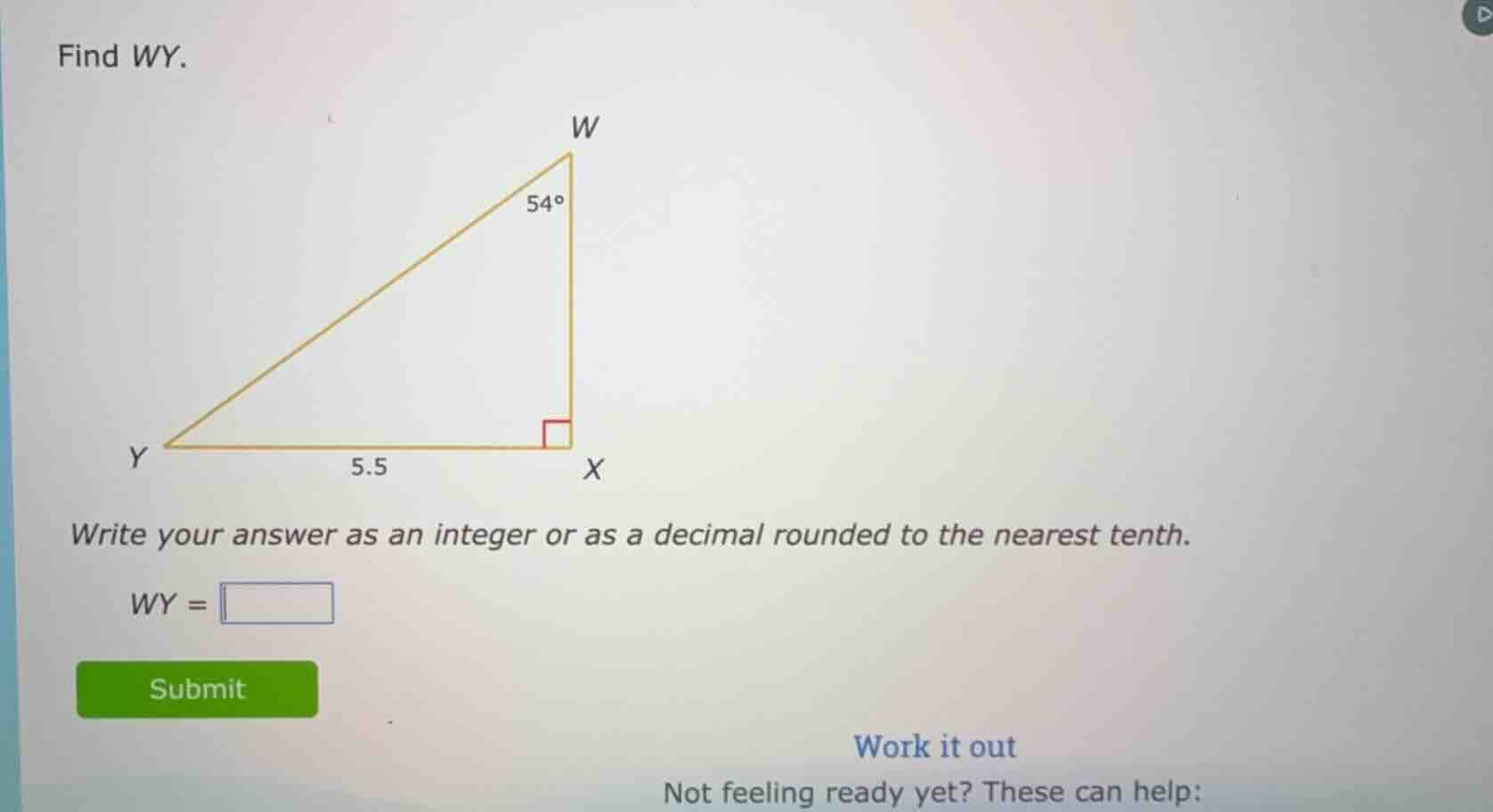 find wy. write your answer as an integer or as a decimal rounded to the…