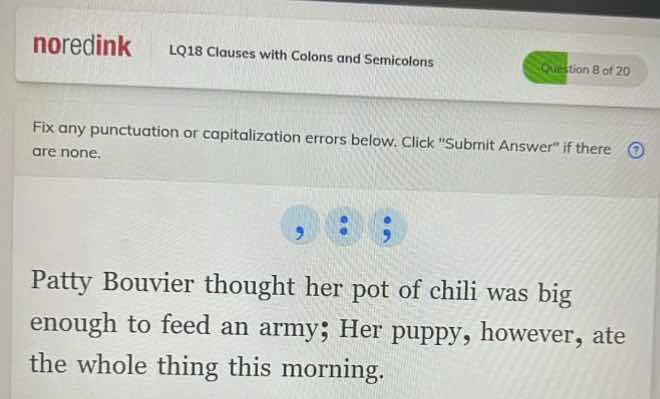 fix any punctuation or capitalization errors below. click \submit answe…