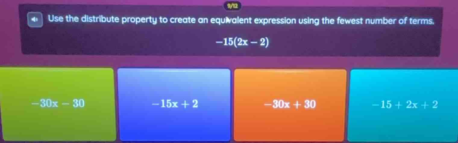 use the distribute property to create an equivalent expression using th…