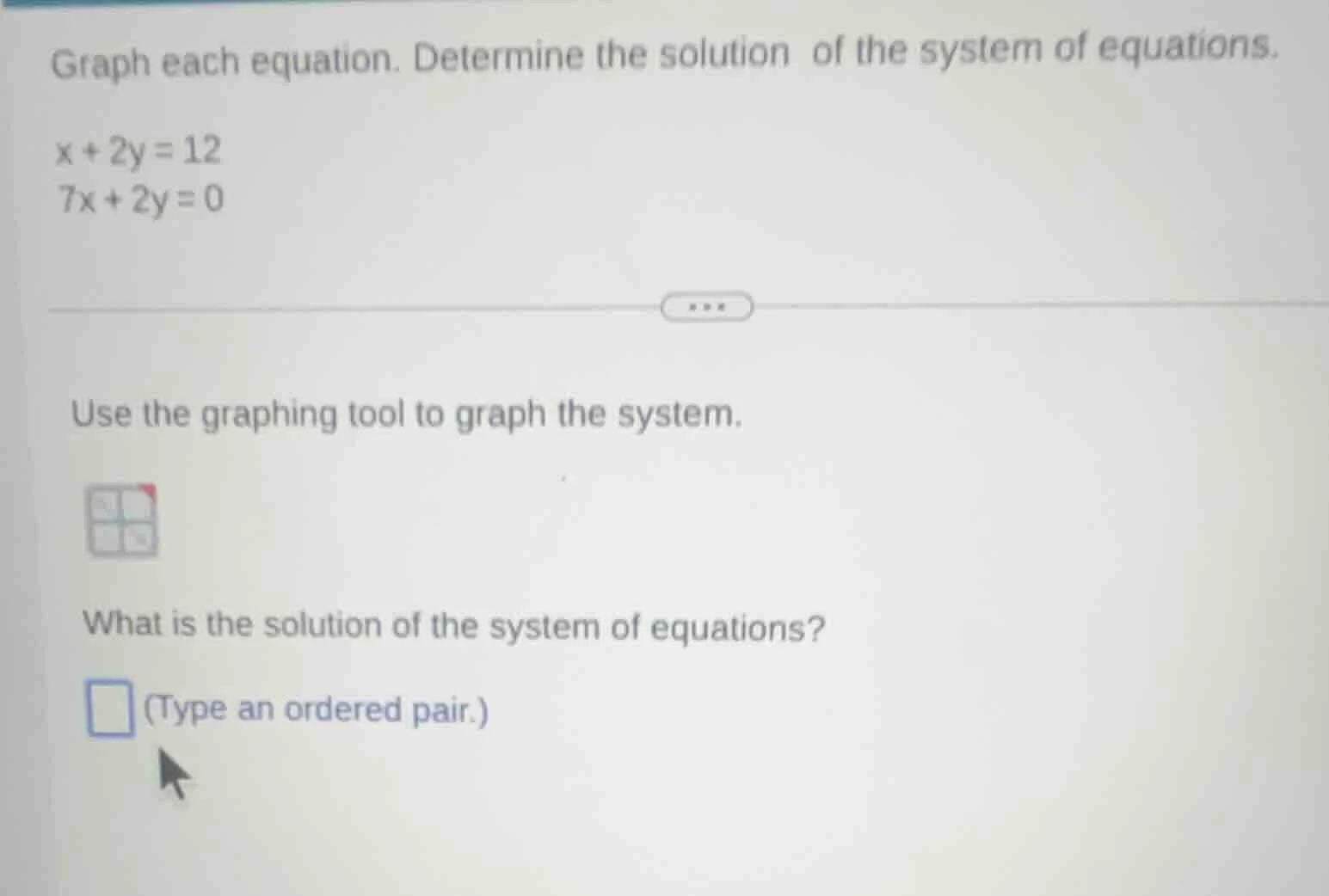 graph each equation. determine the solution of the system of equations.…