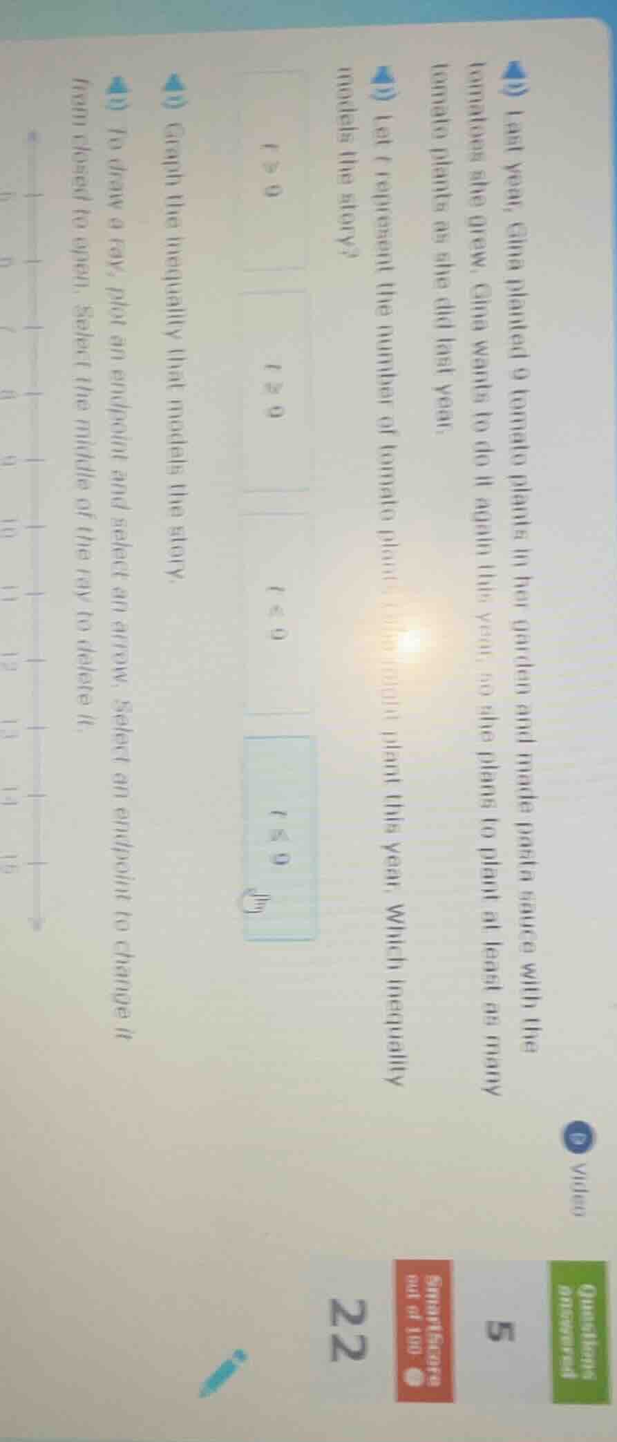 last year, gina planted 9 tomato plants in her garden and made pasta sa…