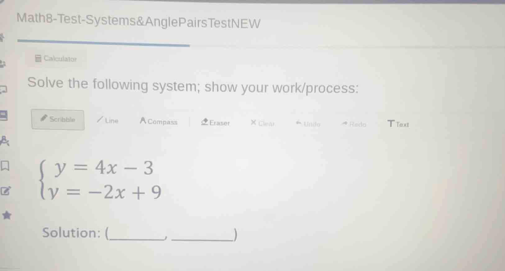 solve the following system; show your work/process: \\(\\begin{cases} y…