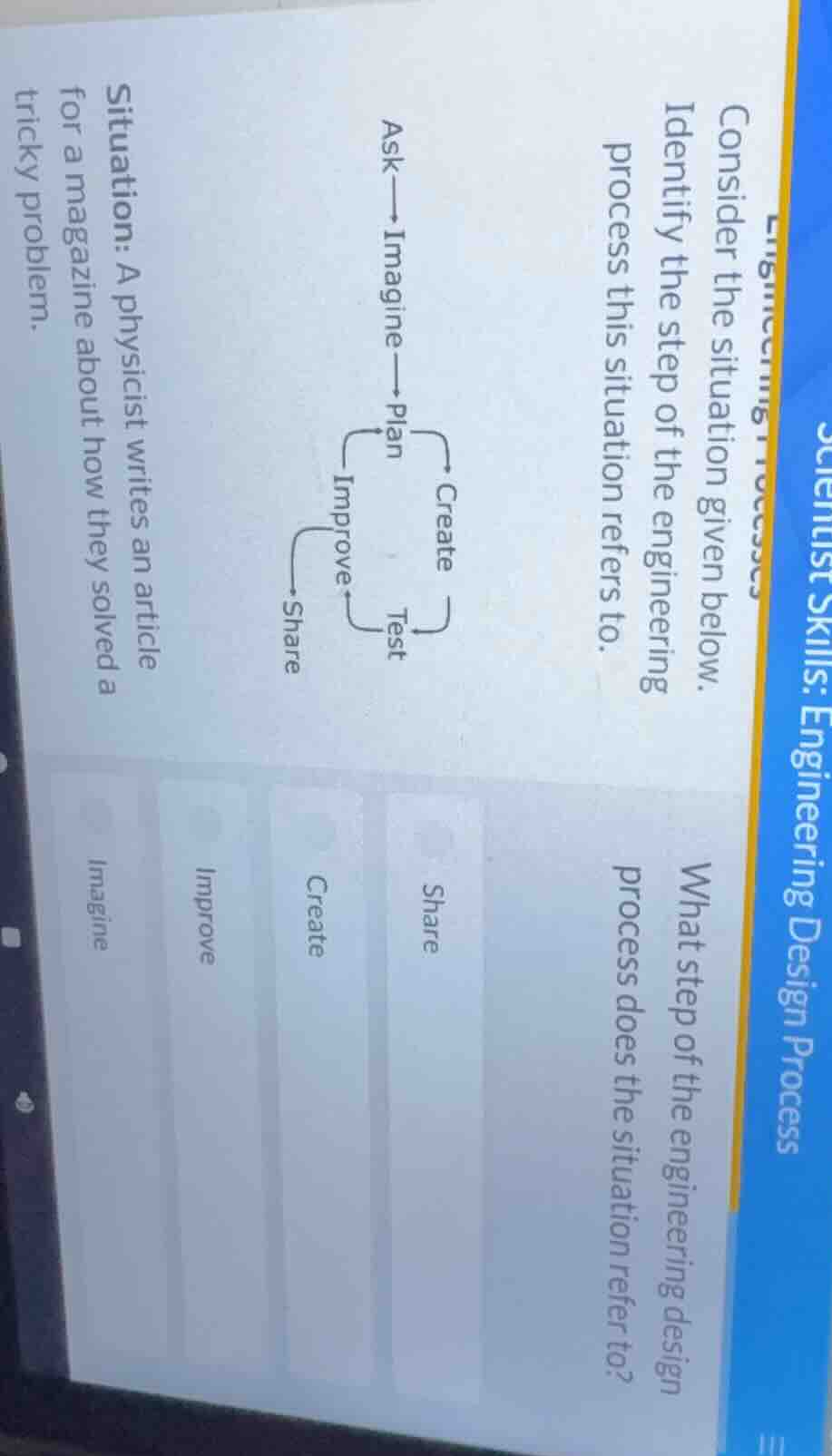 scientist skills: engineering design process consider the situation giv…