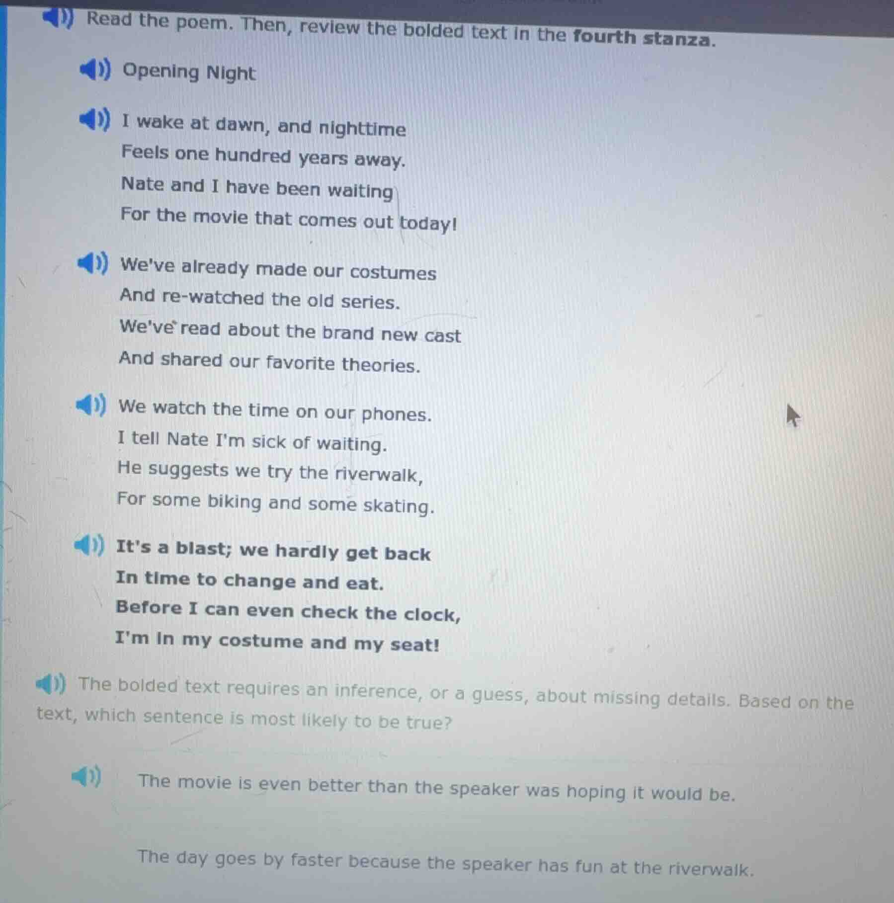 read the poem. then, review the bolded text in the fourth stanza. openi…