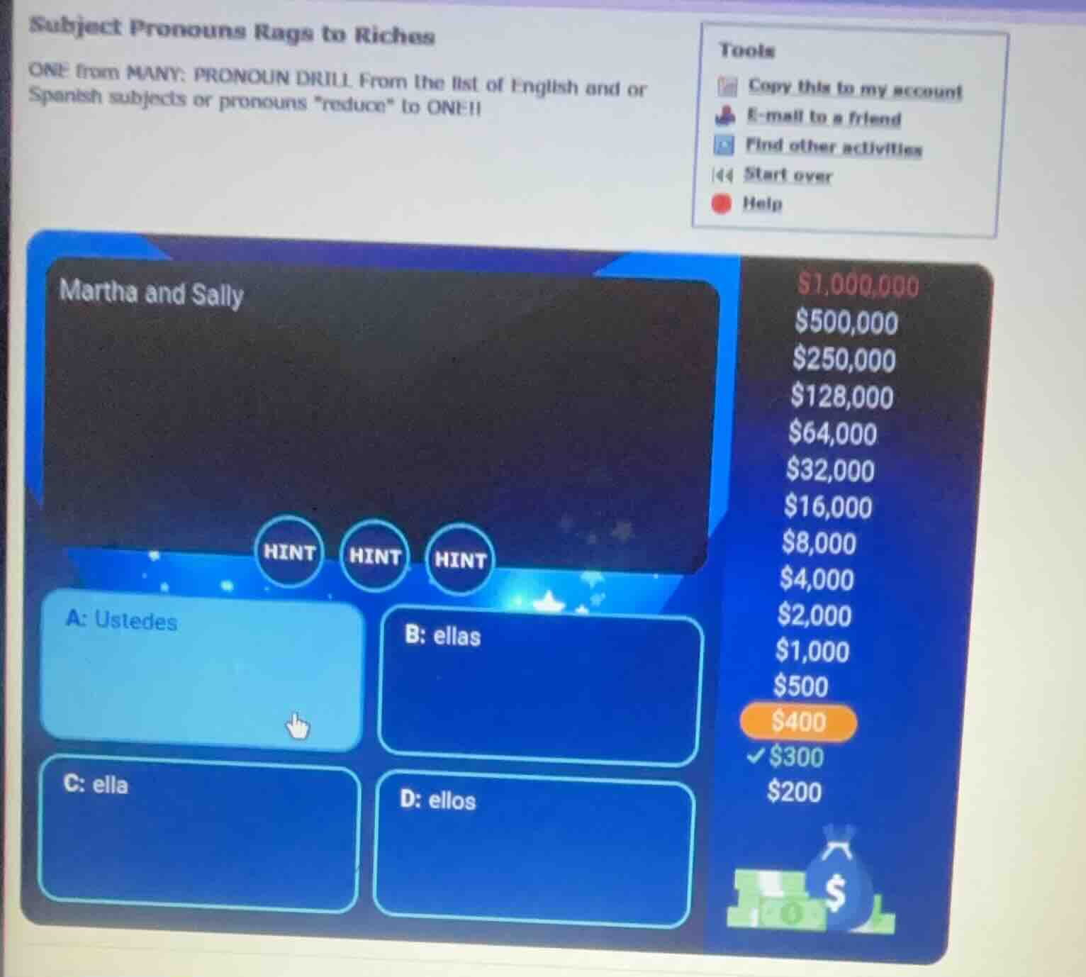 subject pronouns rags to riches one from many: pronoun drill from the l…
