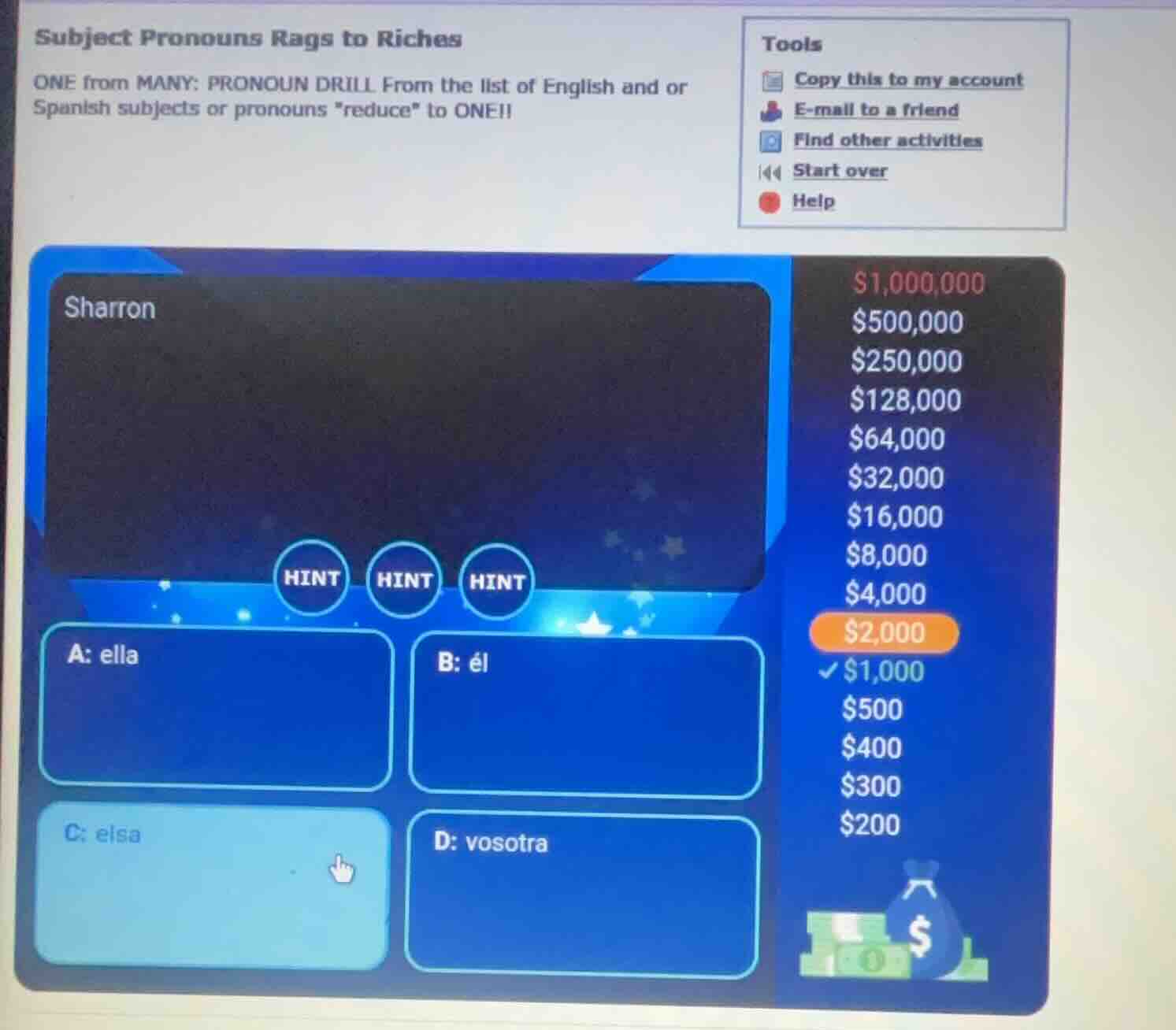subject pronouns rags to riches one from many: pronoun drill from the l…