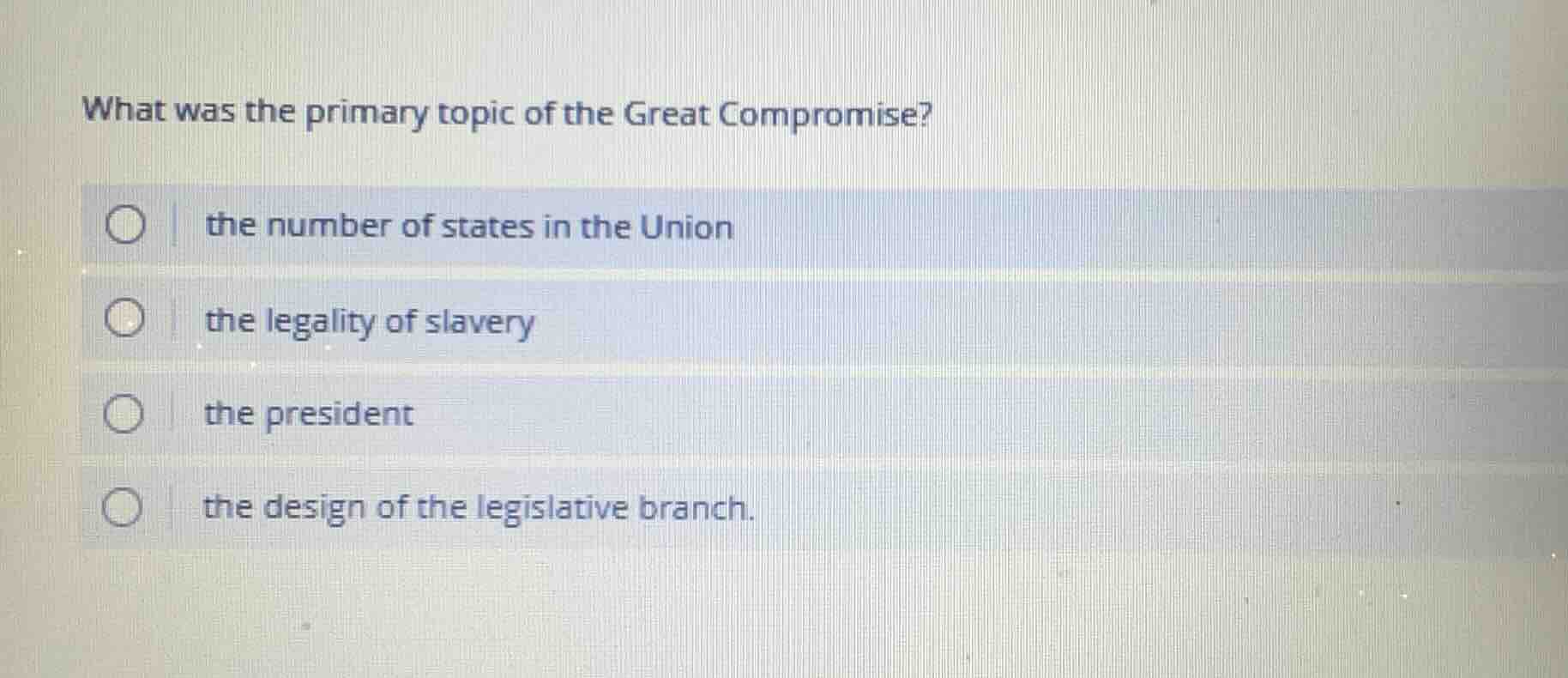 what was the primary topic of the great compromise? the number of state…