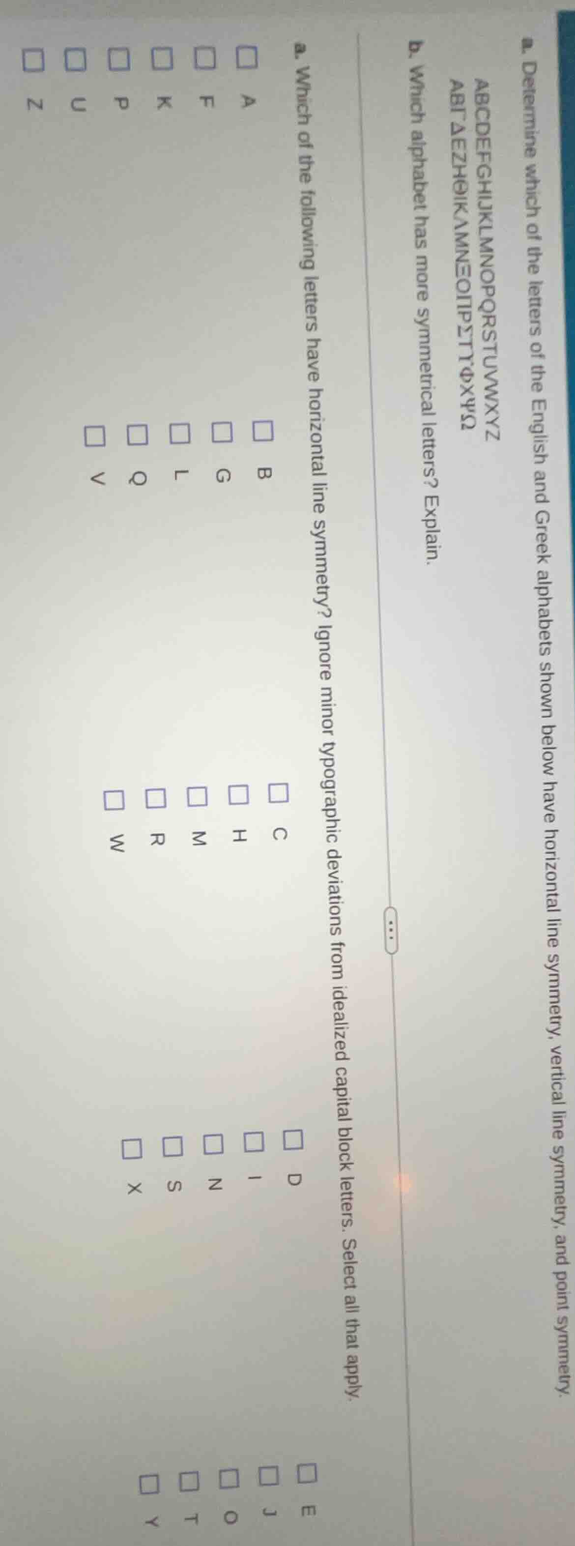 2. determine which of the letters of the english and greek alphabets sh…