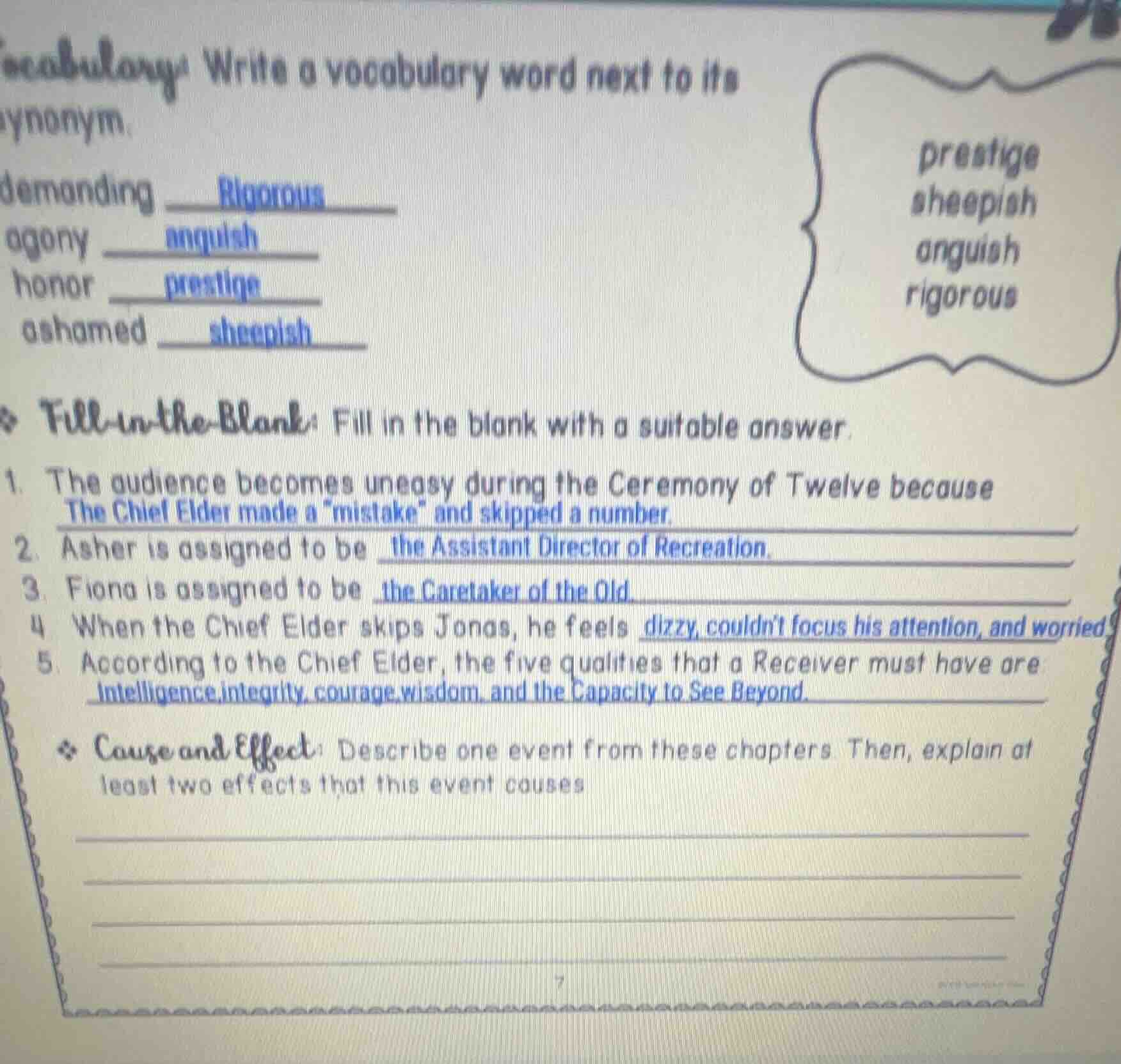 vocabulary: write a vocabulary word next to its synonym. demanding ____…