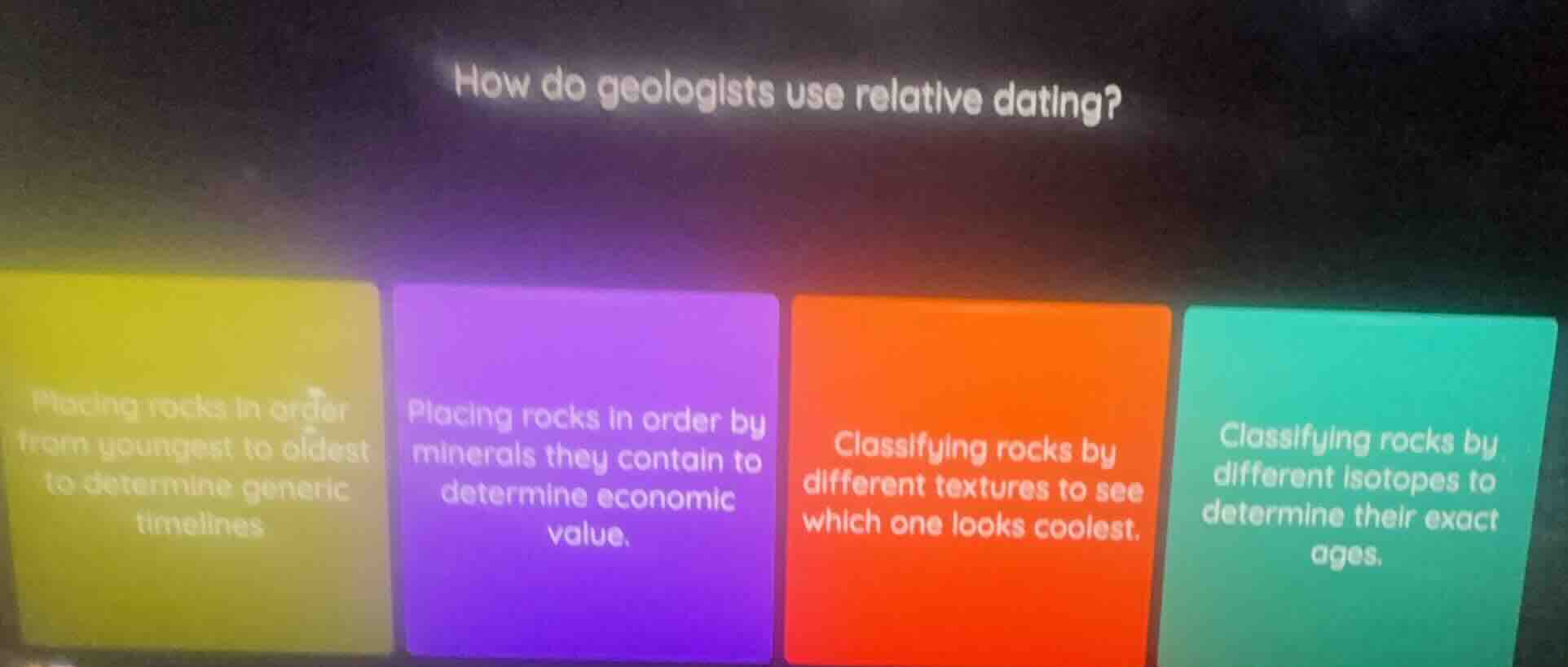 how do geologists use relative dating? placing rocks in order from youn…