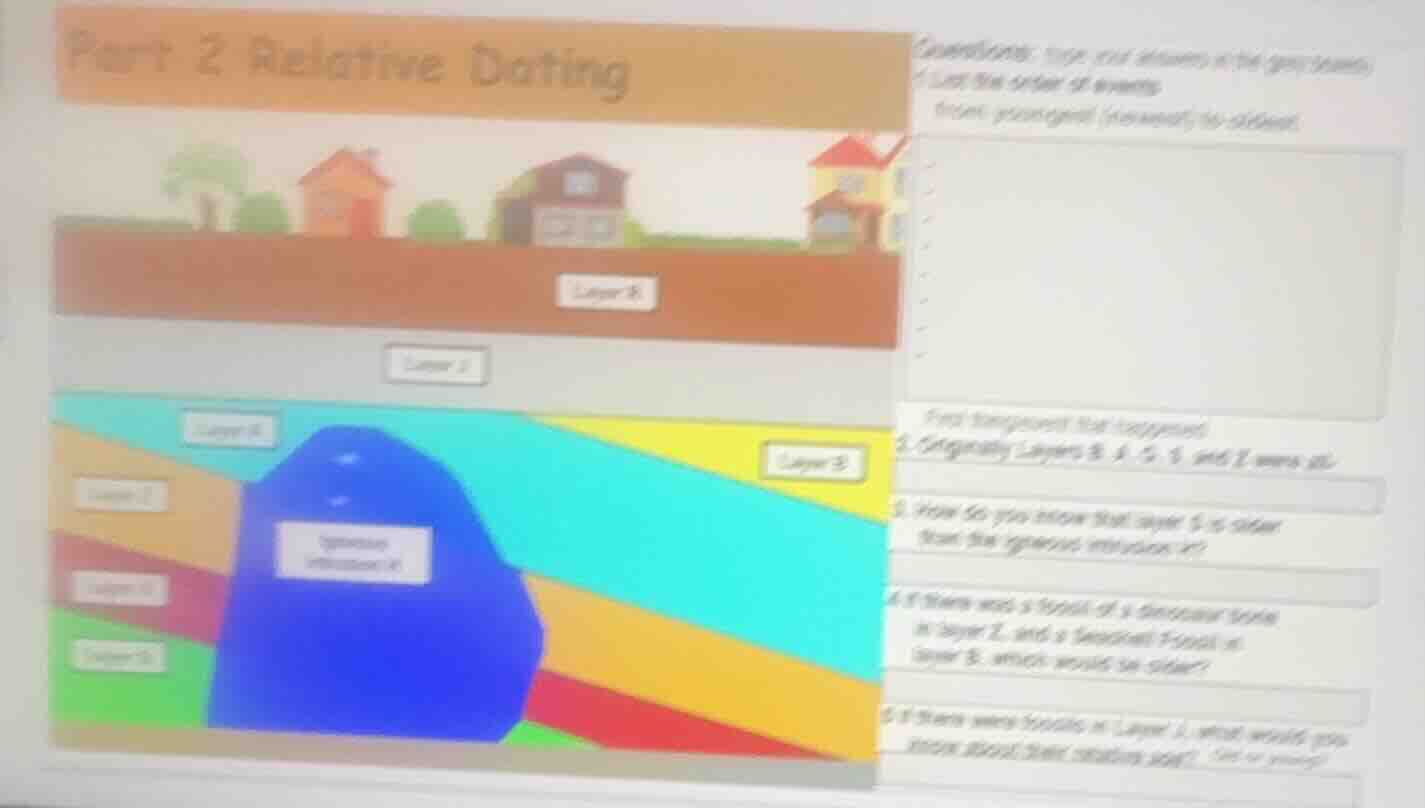 part 2 relative dating questions: type your answers in the gray boxes 1…