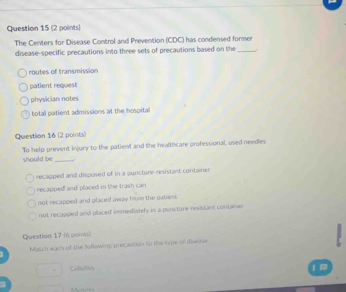 question 15 (2 points) the centers for disease control and prevention (…