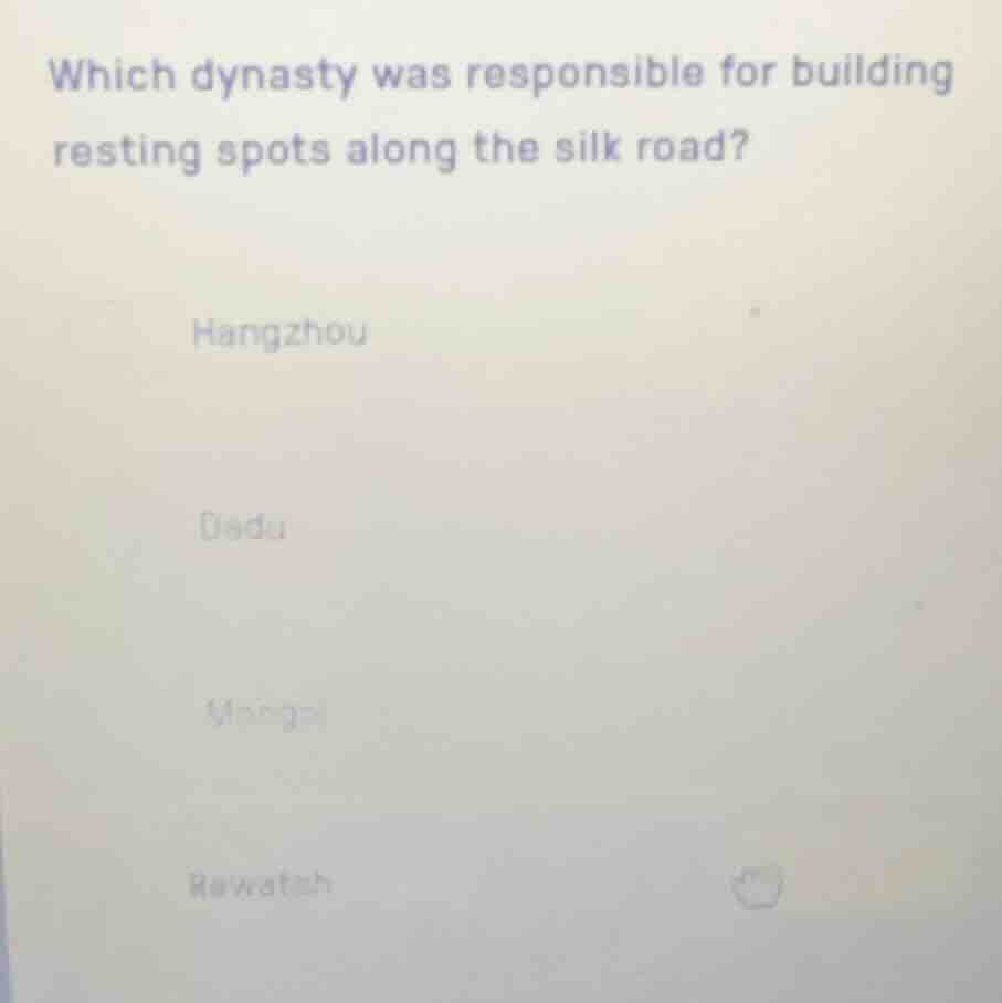 which dynasty was responsible for building resting spots along the silk…