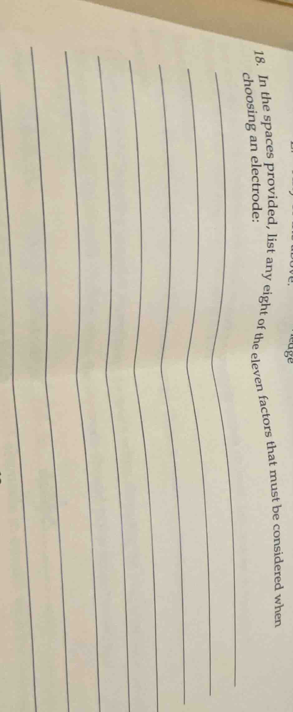 18. in the spaces provided, list any eight of the eleven factors that m…