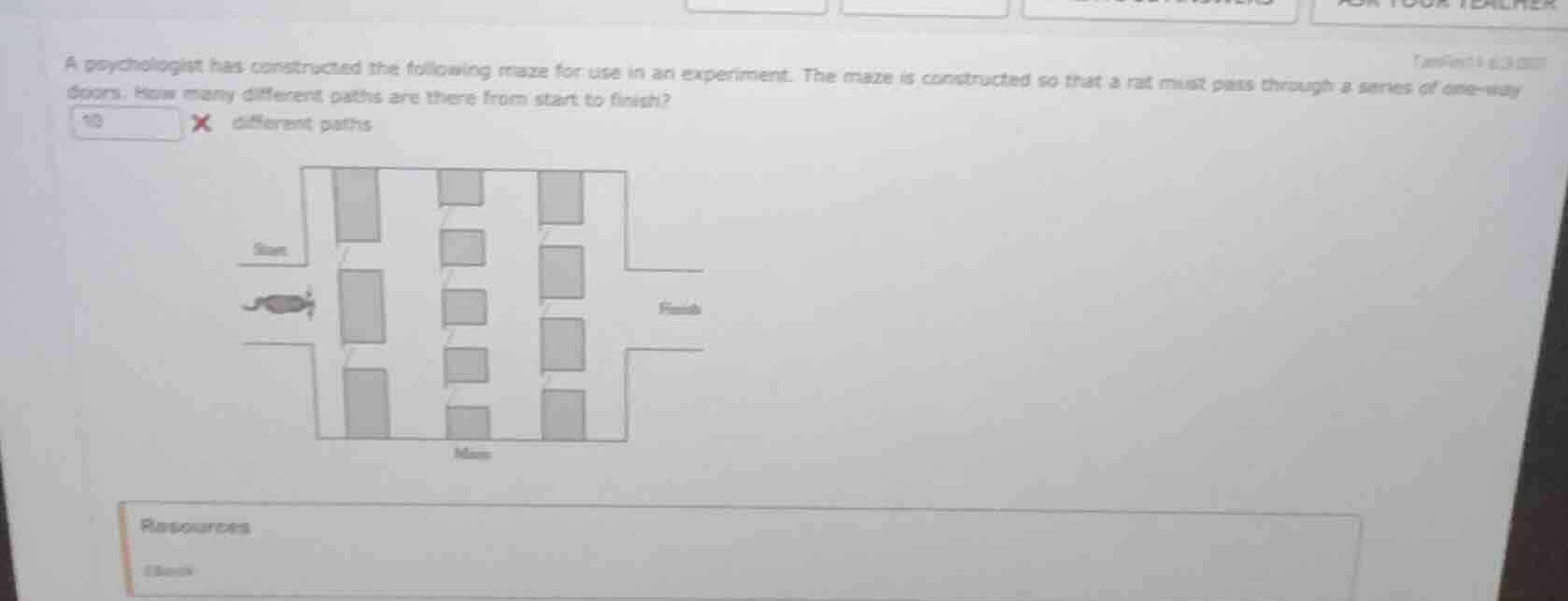 a psychologist has constructed the following maze for use in an experim…