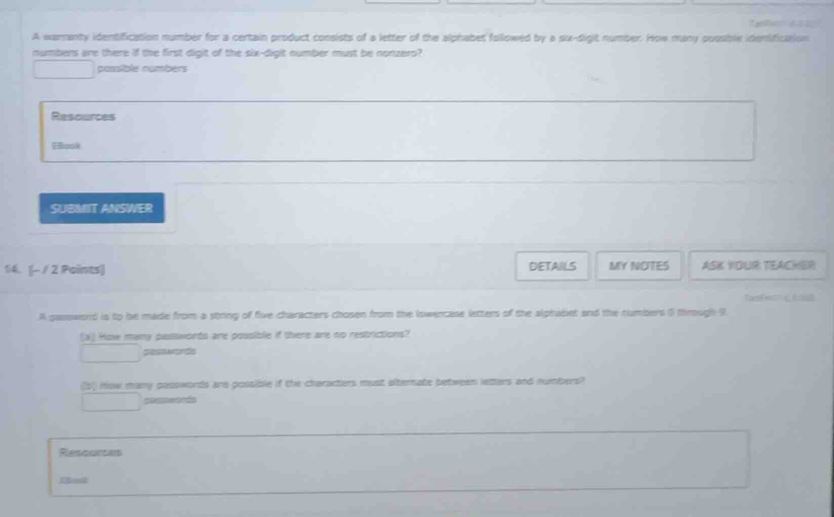 a warranty identification number for a certain product consists of a le…