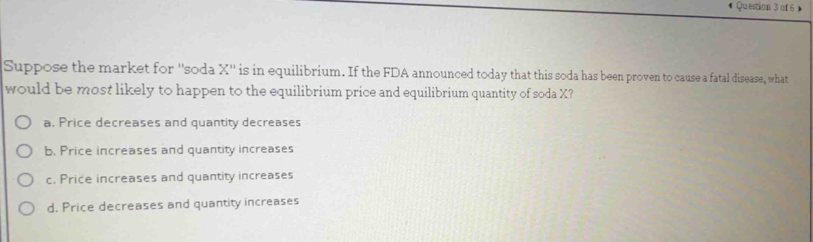 suppose the market for \soda x\ is in equilibrium. if the fda announced…