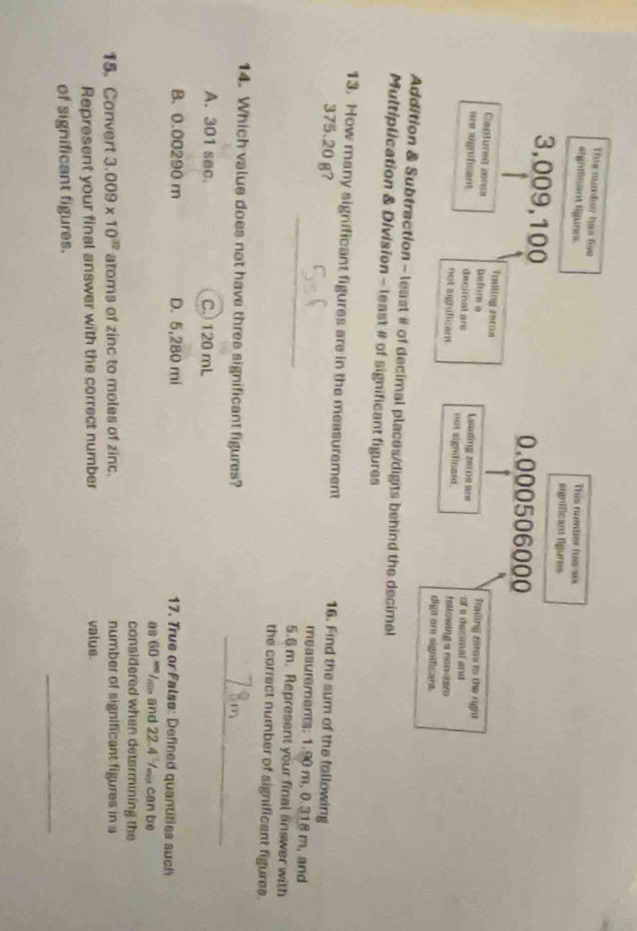 addition & subtraction – least # of decimal places/digits behind the de…