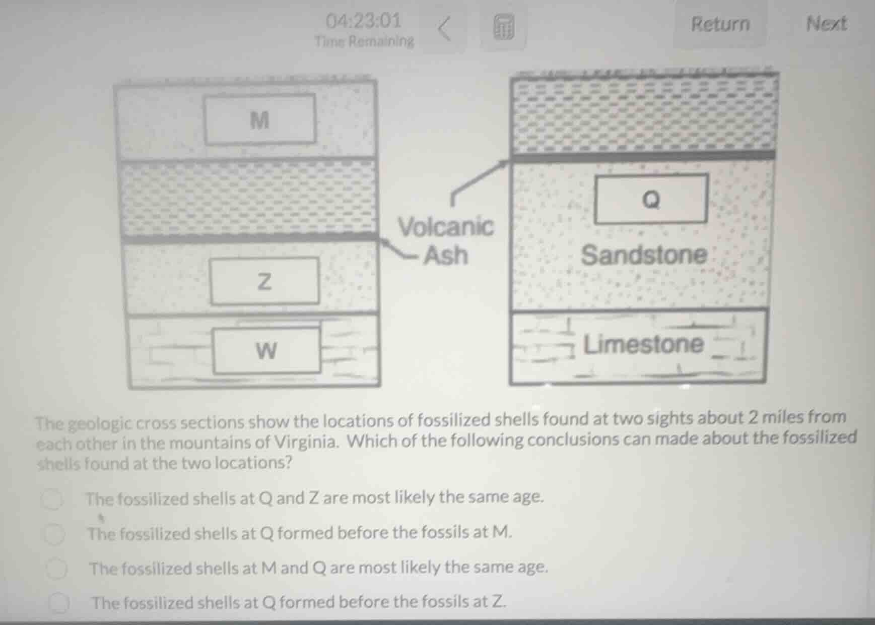 the geologic cross sections show the locations of fossilized shells fou…