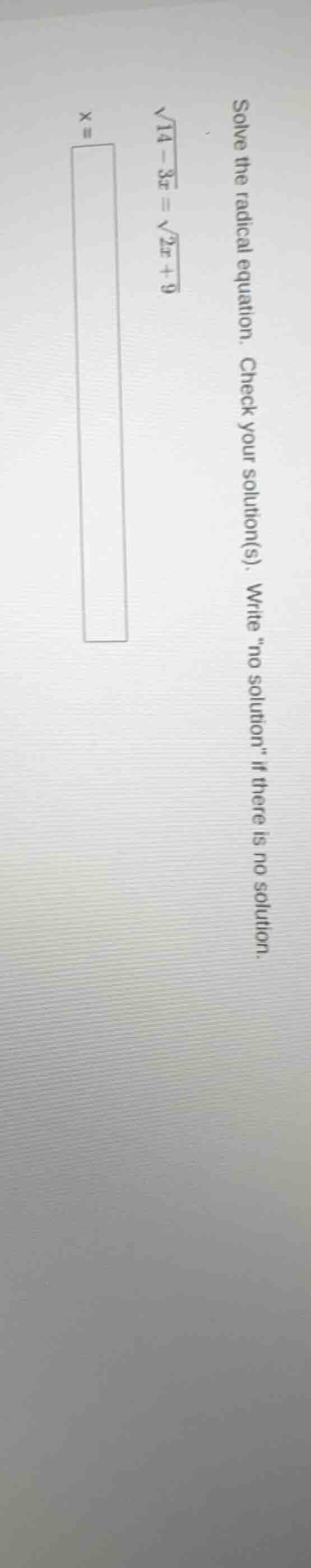 solve the radical equation. check your solution(s). write o solution\ i…