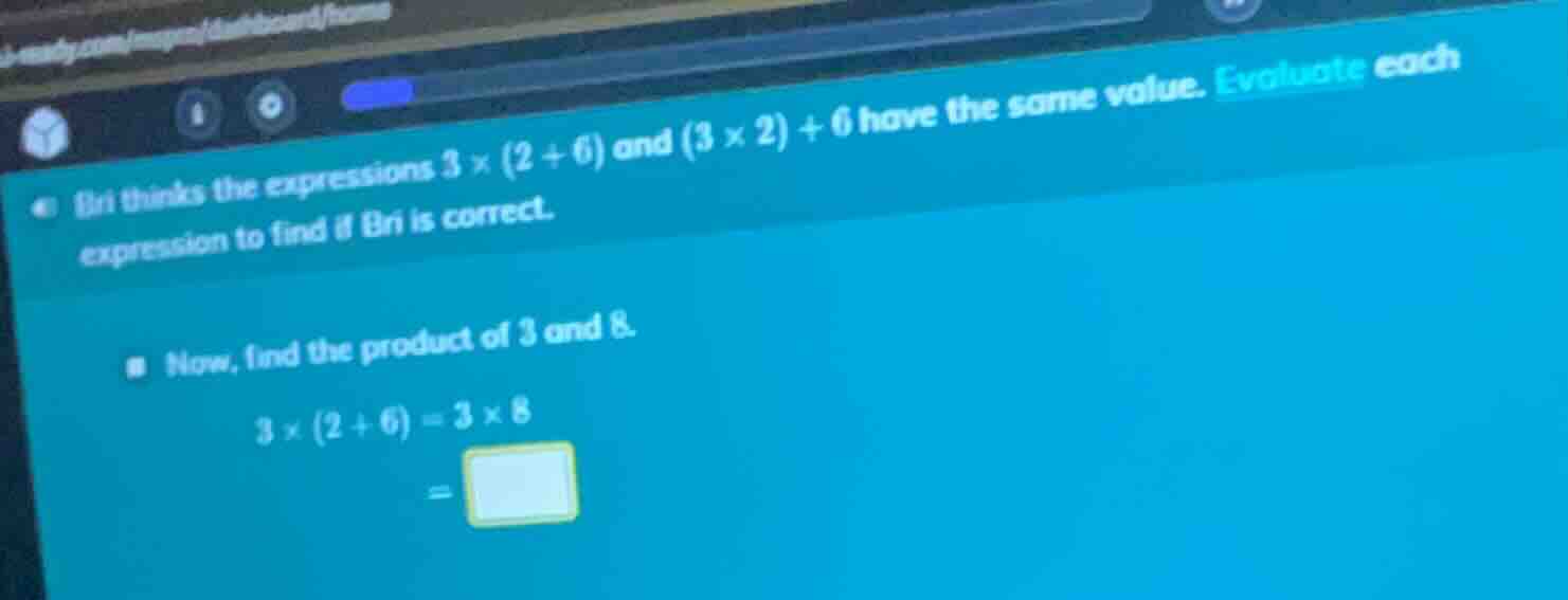 bri thinks the expressions $3 \\times (2 + 6)$ and $(3 \\times 2) + 6$ …