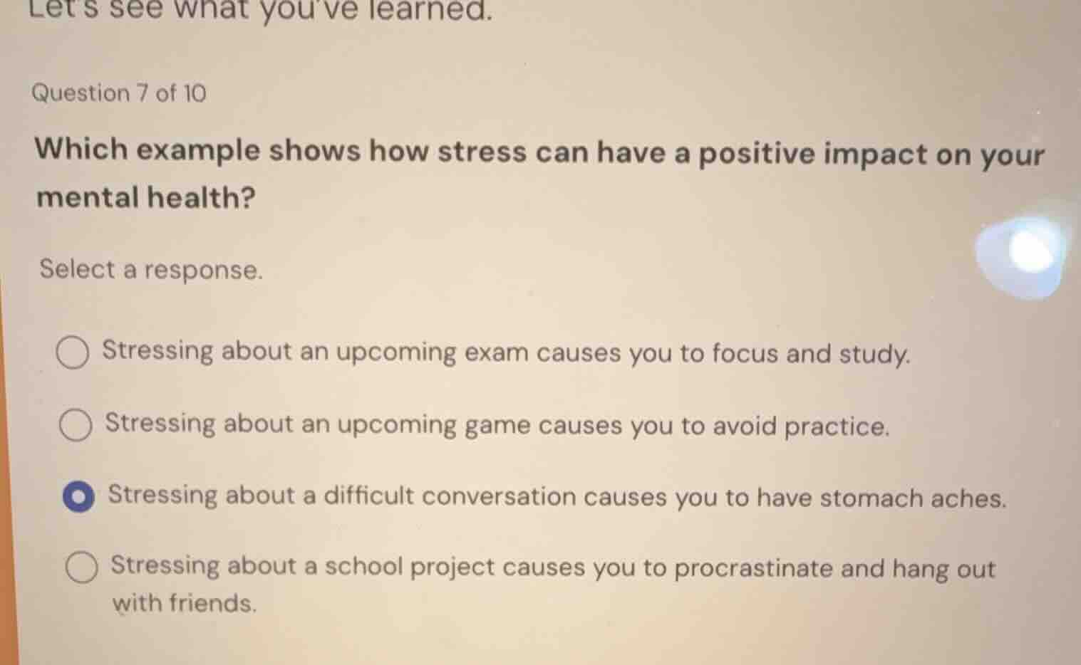 lets see what youve learned. question 7 of 10 which example shows how s…