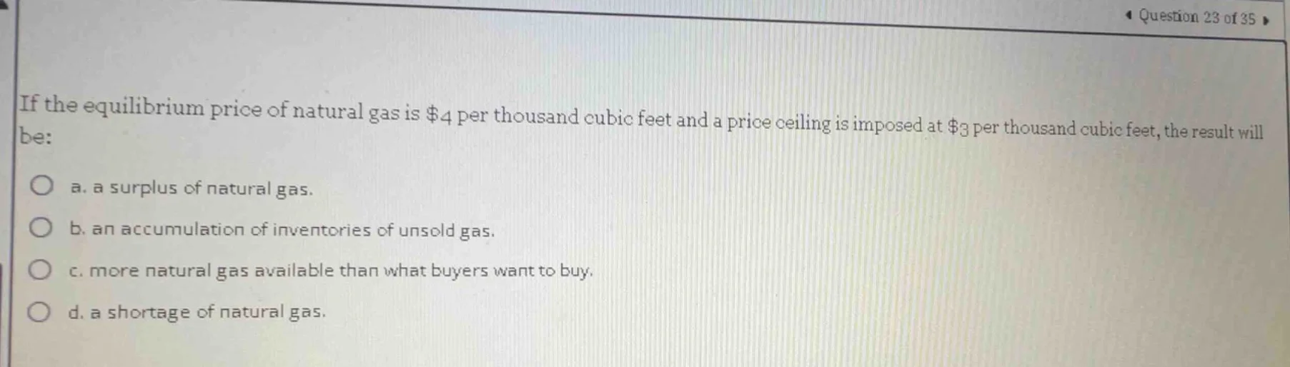 if the equilibrium price of natural gas is $4 per thousand cubic feet a…