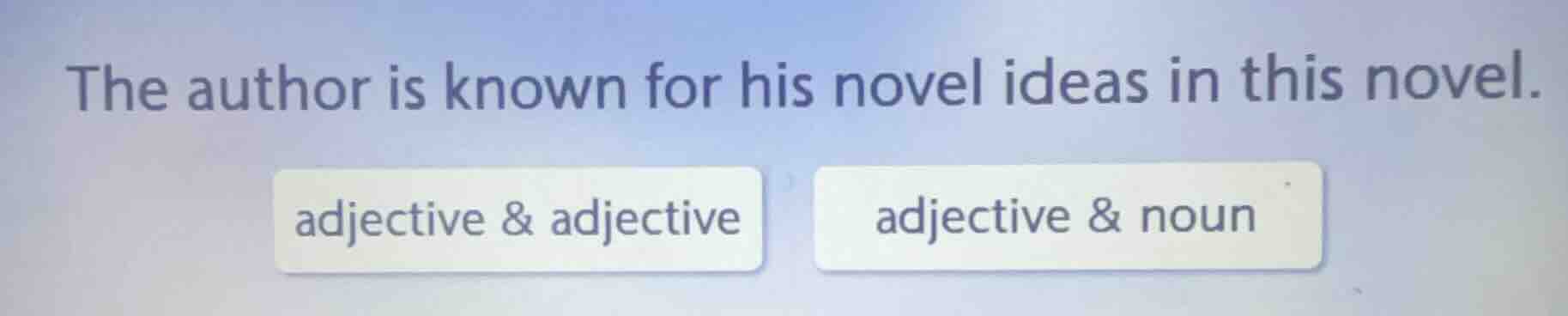 the author is known for his novel ideas in this novel. adjective & adje…