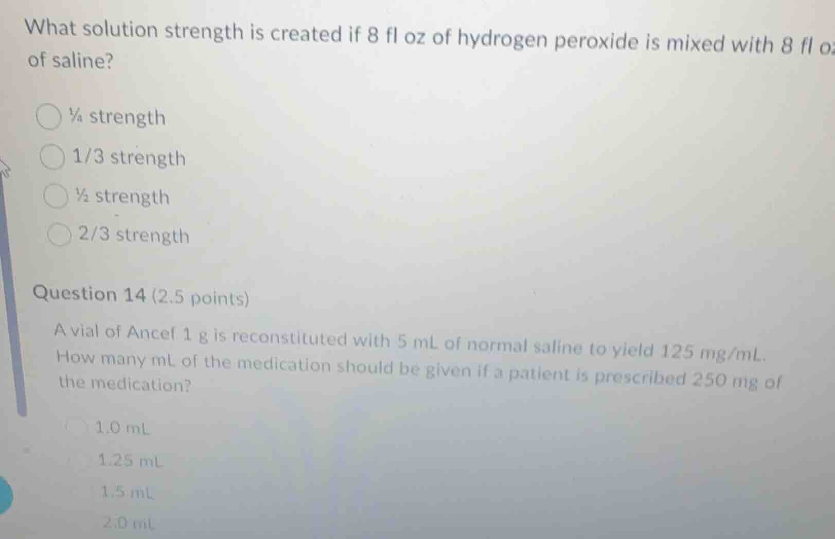 what solution strength is created if 8 fl oz of hydrogen peroxide is mi…