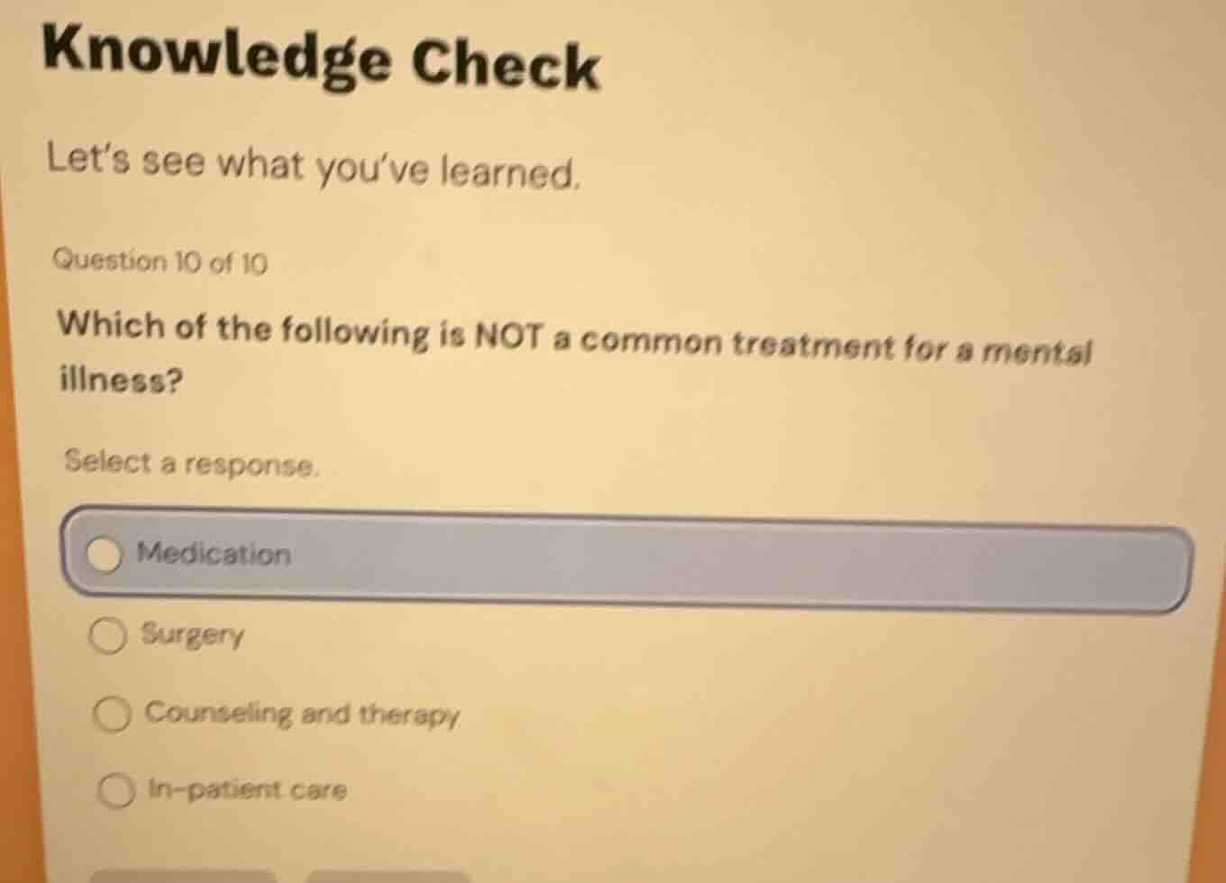 knowledge check let’s see what you’ve learned. question 10 of 10 which …