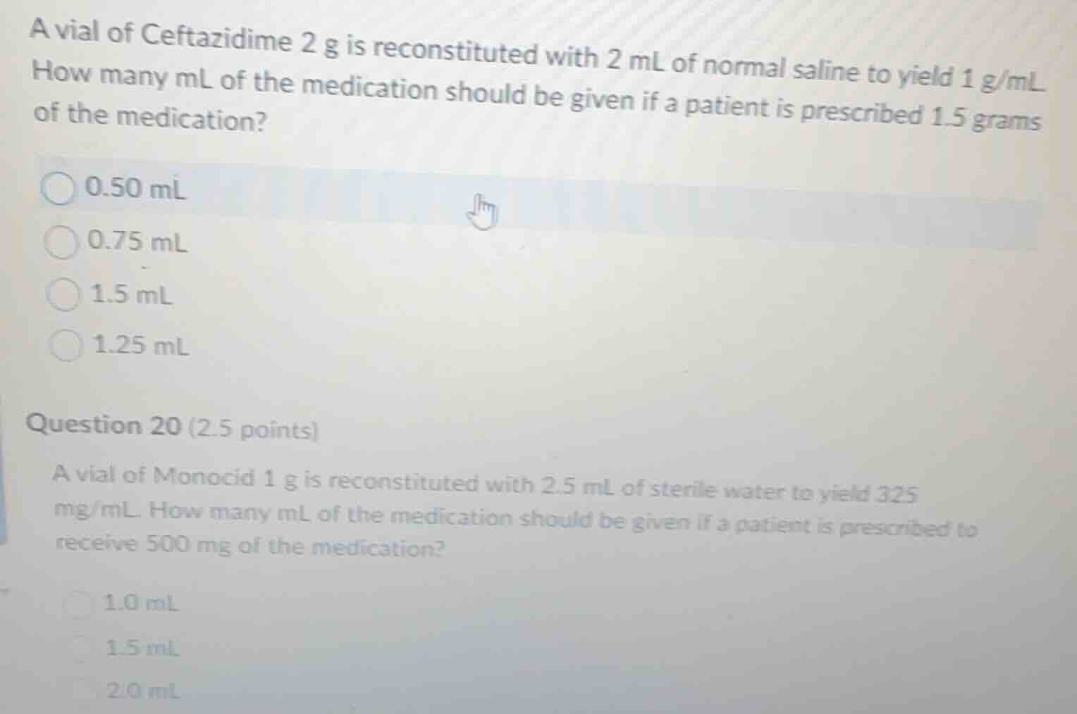 a vial of ceftazidime 2 g is reconstituted with 2 ml of normal saline t…