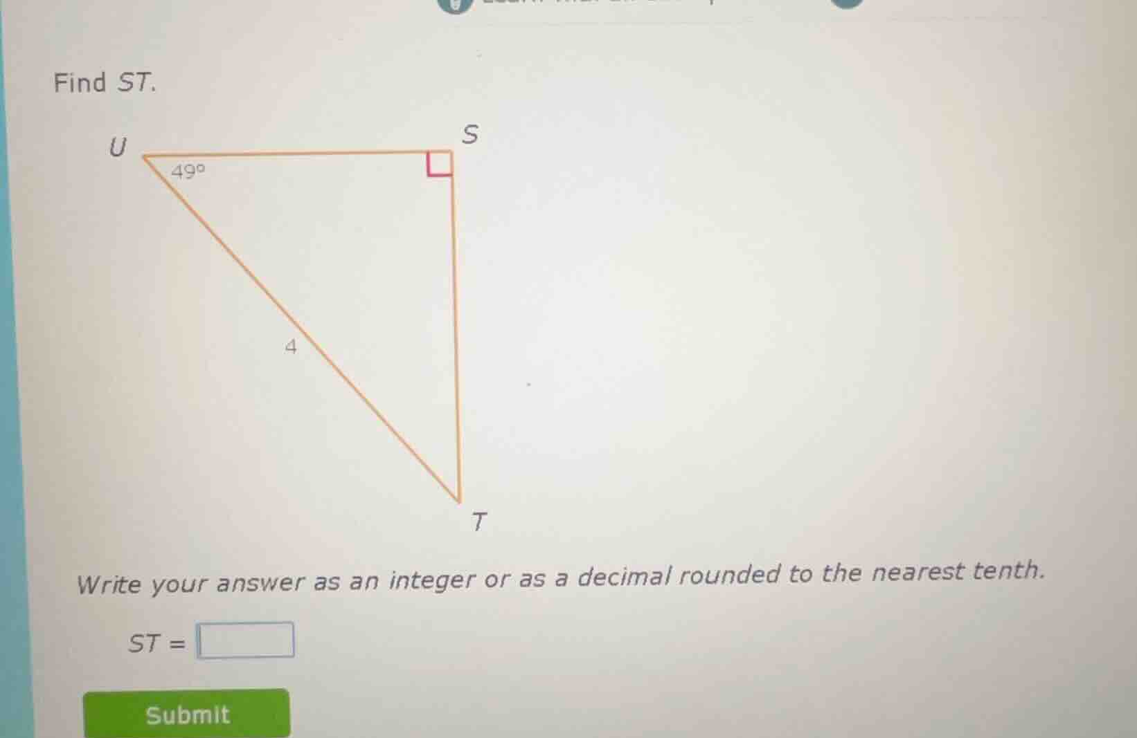 find st. write your answer as an integer or as a decimal rounded to the…