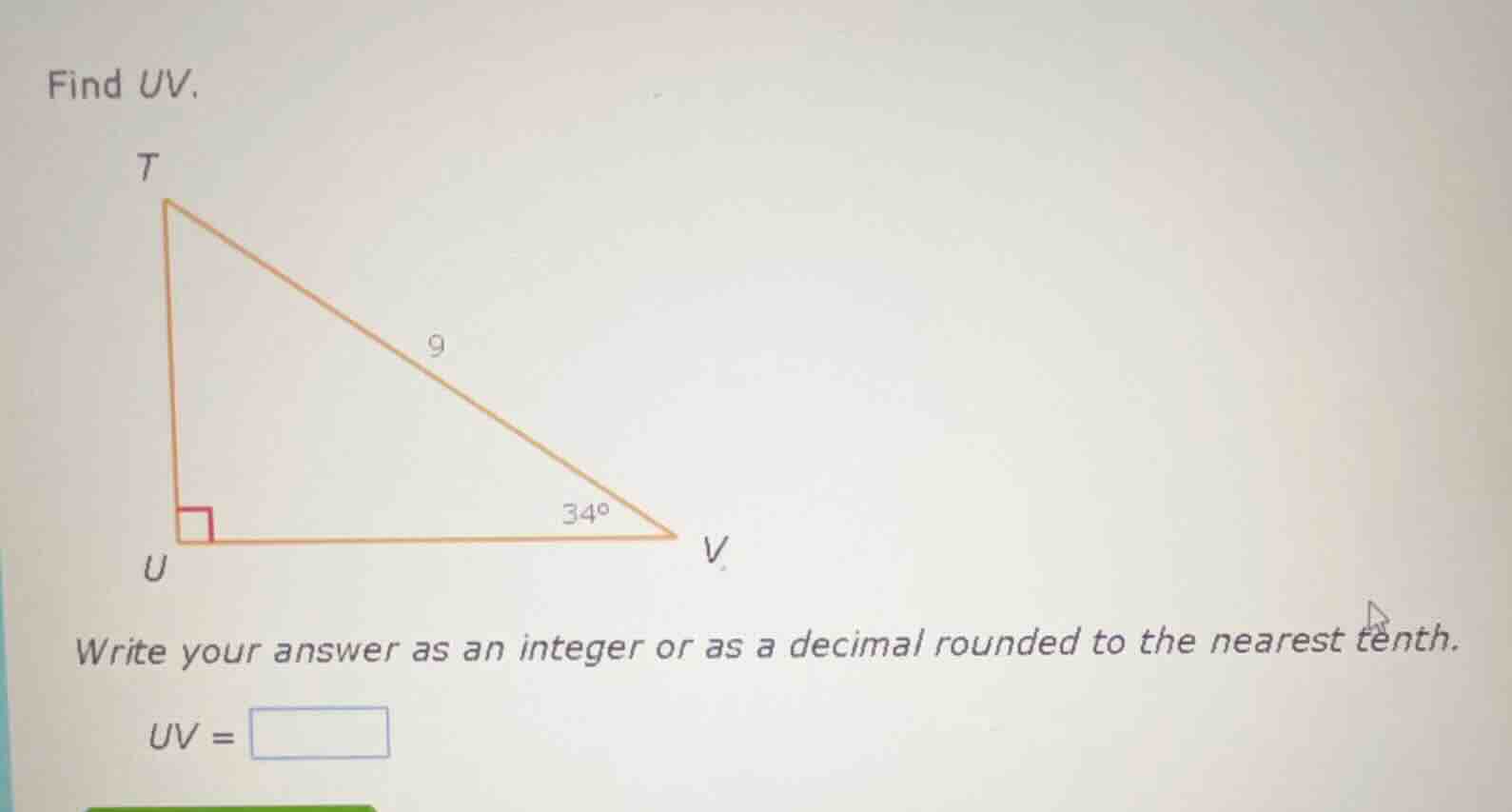 find uv. write your answer as an integer or as a decimal rounded to the…