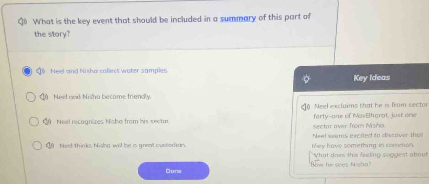 what is the key event that should be included in a summary of this part…