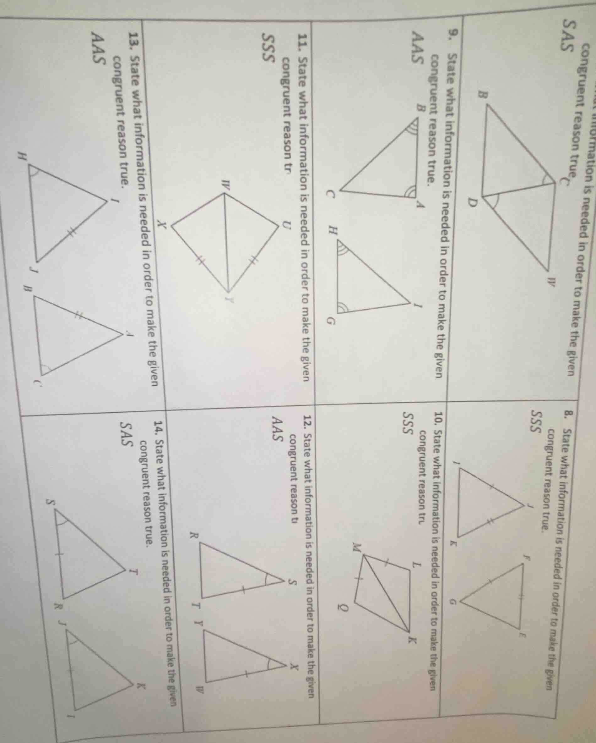 8. state what information is needed in order to make the given sss cong…
