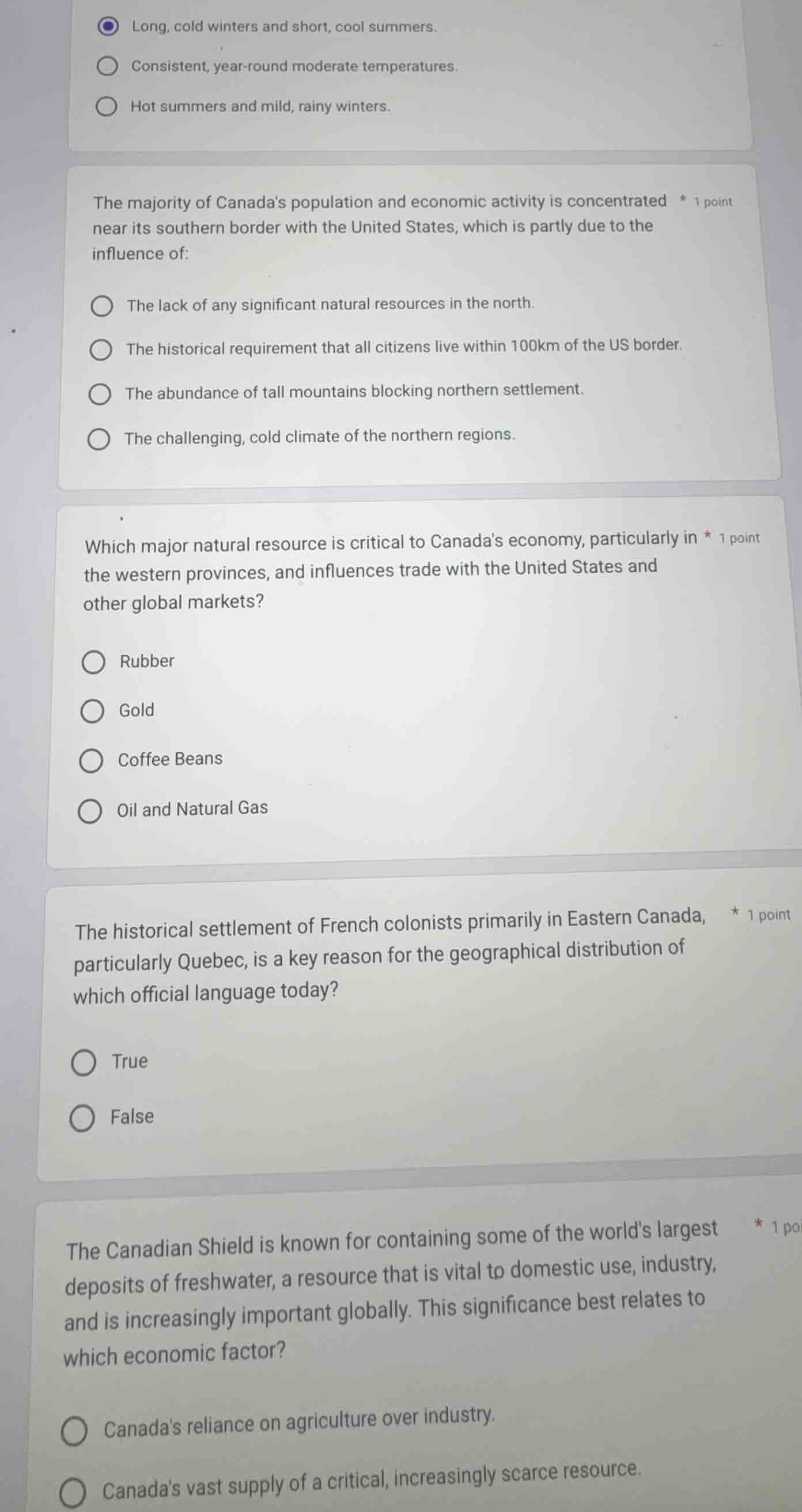 long, cold winters and short, cool summers. consistent, year - round mo…