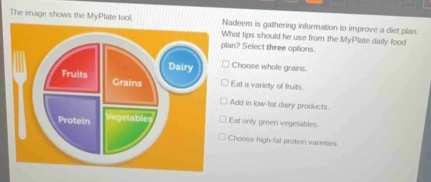 the image shows the myplate tool. nadeem is gathering information to im…