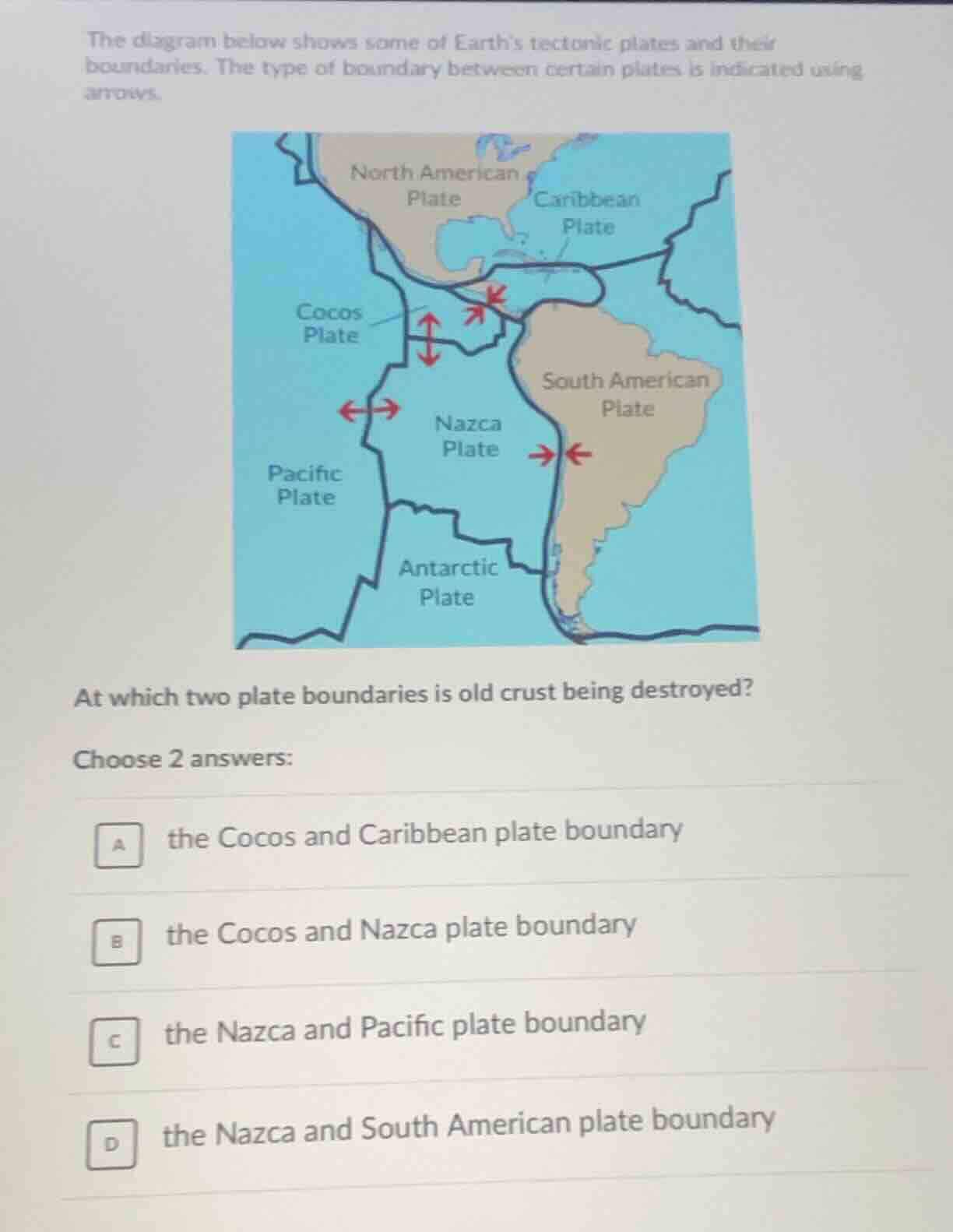 the diagram below shows some of earths tectonic plates and their bounda…