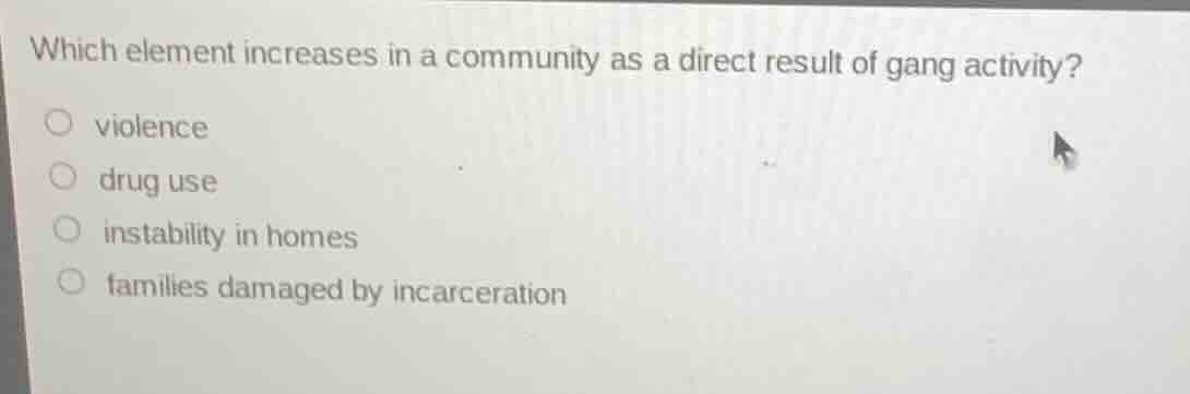 which element increases in a community as a direct result of gang activ…