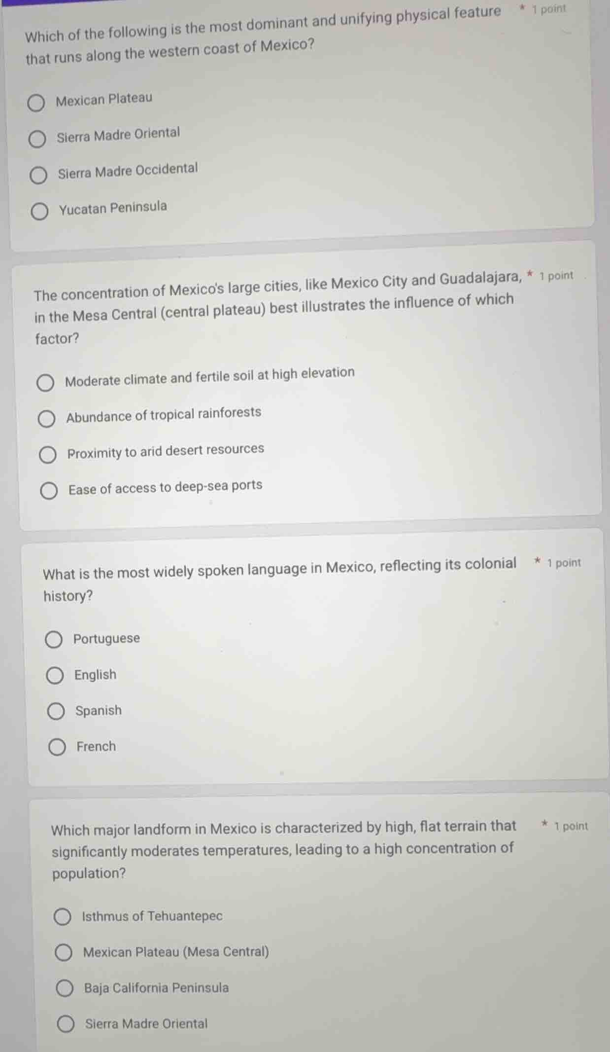 which of the following is the most dominant and unifying physical featu…