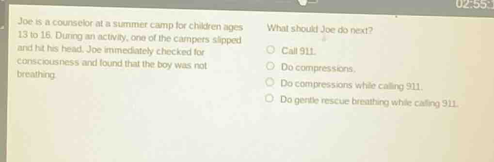 joe is a counselor at a summer camp for children ages 13 to 16. during …