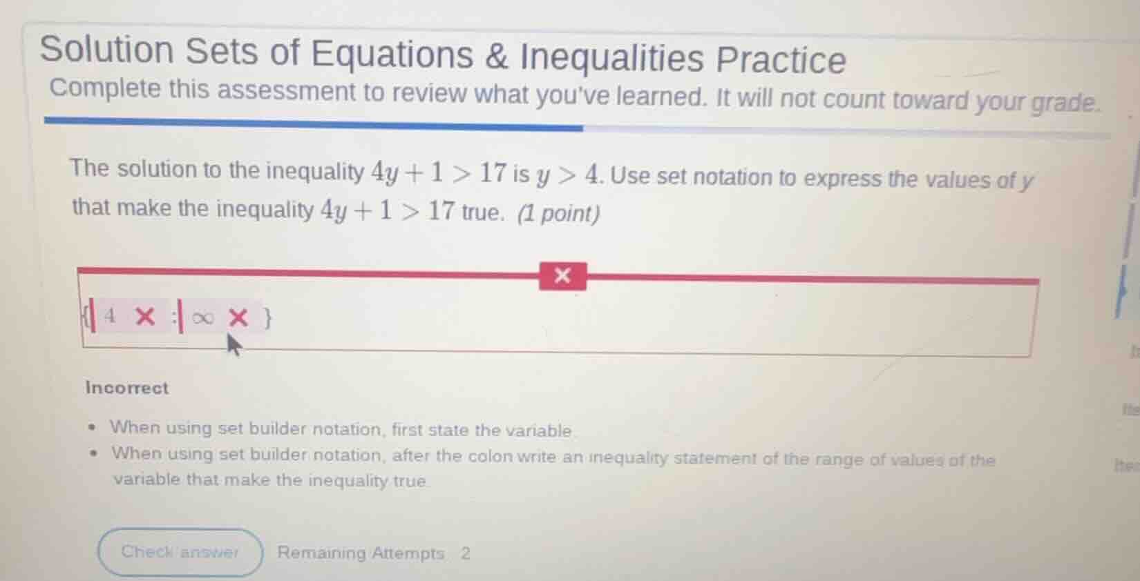 solution sets of equations & inequalities practice complete this assess…